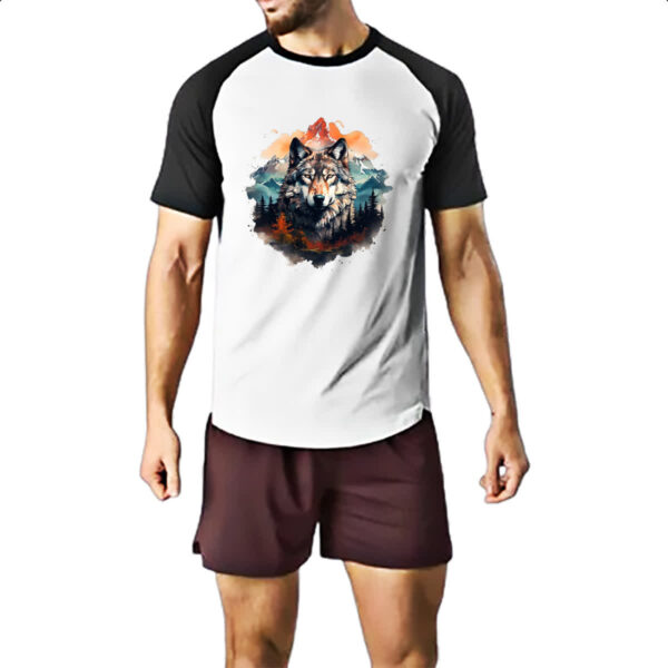 Camiseta Raglan Lobo da montanha - Imagem 2