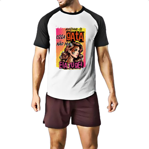 Camiseta Raglan Mulher essa gata ruge - Imagem 2