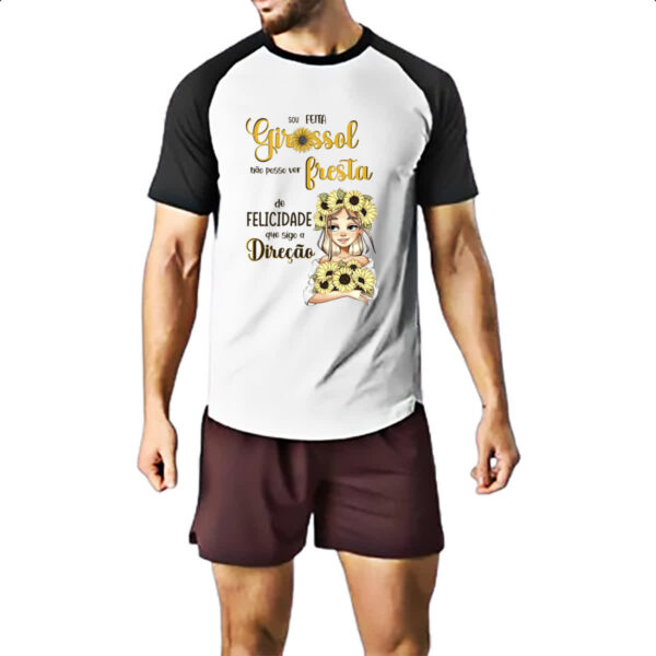 Camiseta Raglan Mulher feita girassol felicidade - Imagem 2