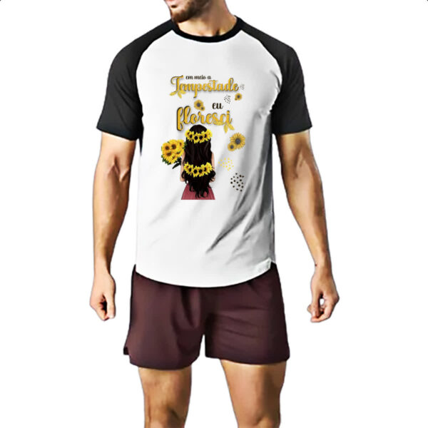 Camiseta Raglan Mulher na tempestade floresce - Imagem 2