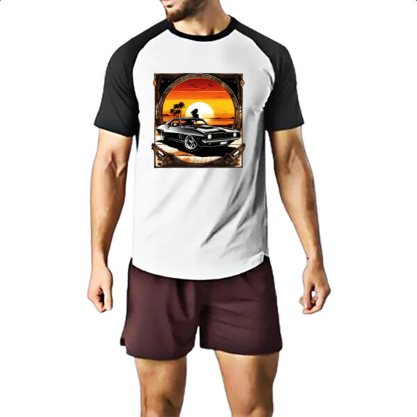 Camiseta Raglan Muscle Car Sunset Art - Imagem 2