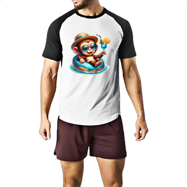 Camiseta Raglan Macaco na boia - Imagem 2