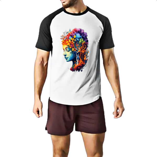 Camiseta Raglan Mae Natureza Aquarela Arte - Imagem 2