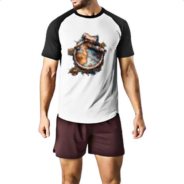 Camiseta Raglan Mapa antigo nautica vintage - Imagem 2