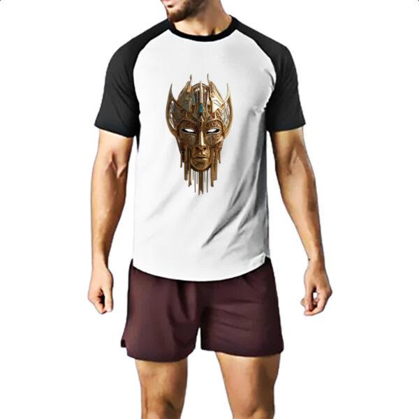 Camiseta Raglan Mascara dourada de guerra - Imagem 2