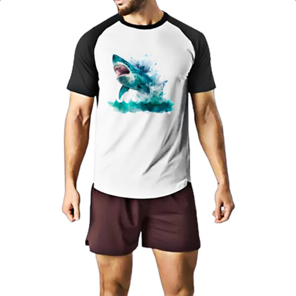 Camiseta Raglan Megalodonte aquarela 1 - Imagem 2