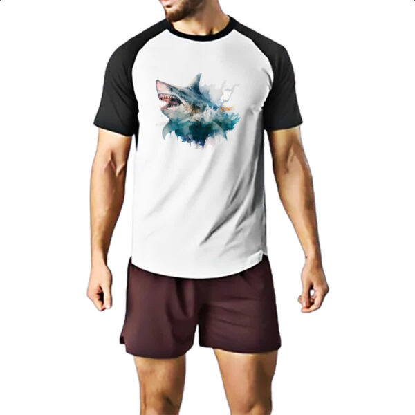 Camiseta Raglan Megalodonte aquarela 2 - Imagem 2