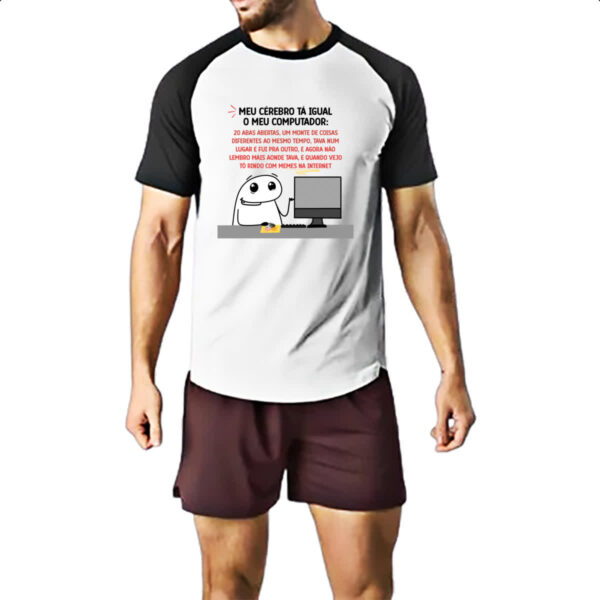 Camiseta Raglan Meu cerebro igual ao computador - Imagem 2