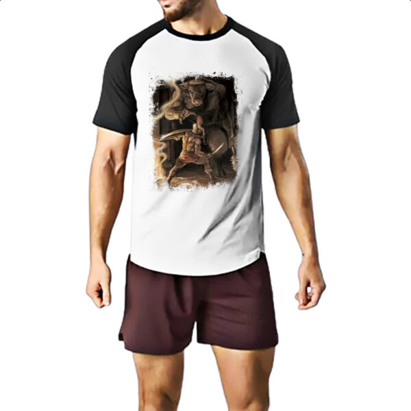 Camiseta Raglan Mitologia Teseu vs Minotauro 01 - Imagem 2