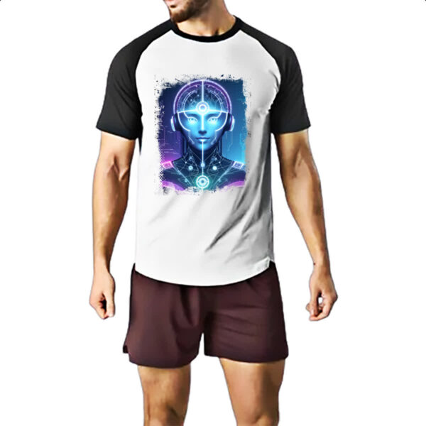 Camiseta Raglan Mulher Cerebro IA - Imagem 2