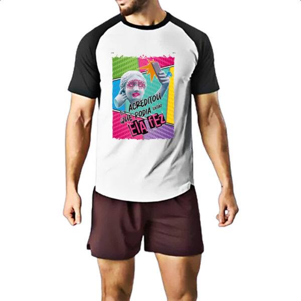 Camiseta Raglan Mulher acreditou e fez - Imagem 2
