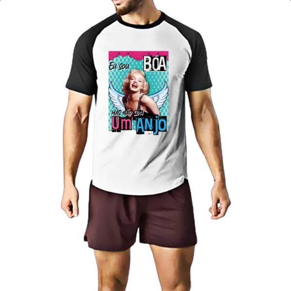 Camiseta Raglan Mulher boa mas nao anjo - Imagem 2