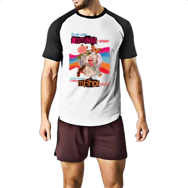 Camiseta Raglan Mulher dominar o mundo - Imagem 2