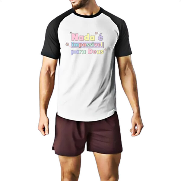 Camiseta Raglan Nada e impossivel para Deus - Imagem 2