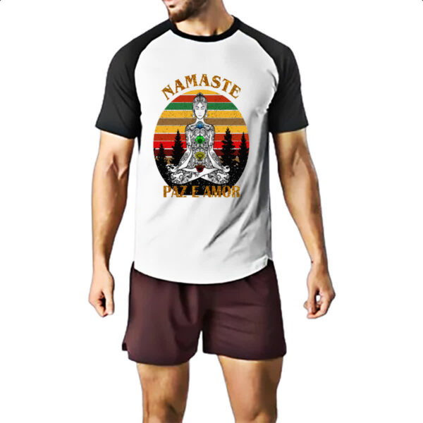 Camiseta Raglan Namaste Paz e Amor - Imagem 2