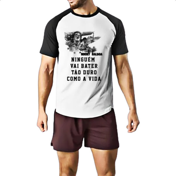 Camiseta Raglan Ninguem vai bater tao duro como a vida - Imagem 2