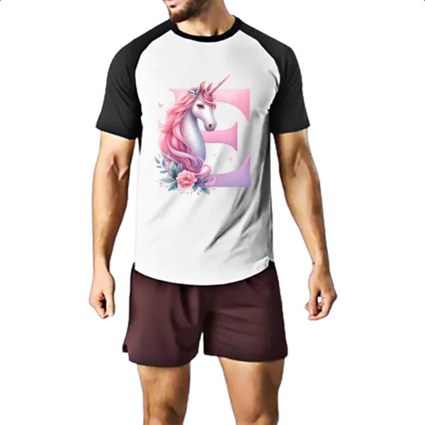 Camiseta Raglan Unicornio Alfabeto Letra E - Imagem 2