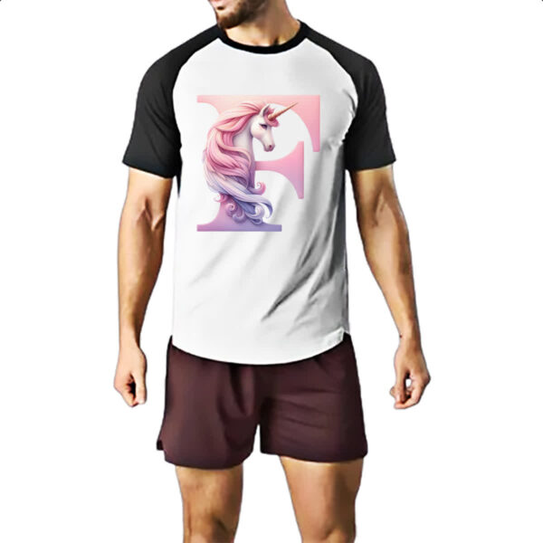 Camiseta Raglan Unicornio Alfabeto Letra F - Imagem 2
