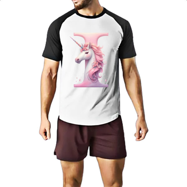 Camiseta Raglan Unicornio Alfabeto Letra I - Imagem 2