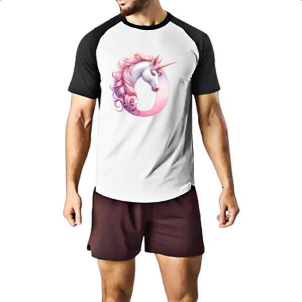 Camiseta Raglan Unicornio Alfabeto Letra O - Imagem 2