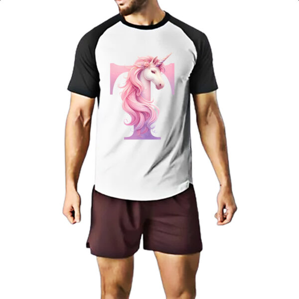Camiseta Raglan Unicornio Alfabeto Letra T - Imagem 2