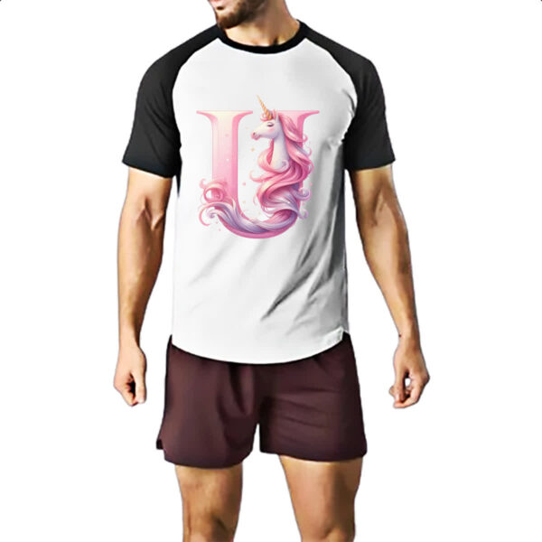 Camiseta Raglan Unicornio Alfabeto Letra U - Imagem 2