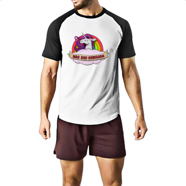 Camiseta Raglan Unicornio nao sou obrigada - Imagem 2