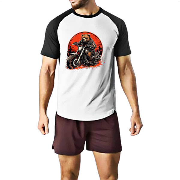 Camiseta Raglan Urso Pardo Motoqueiro Radical - Imagem 2