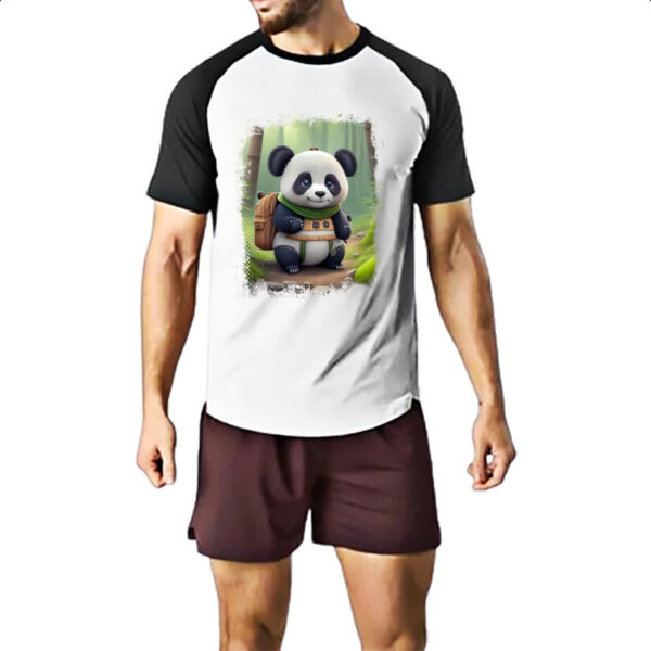 Camiseta Raglan Urso panda aventureiro - Imagem 2