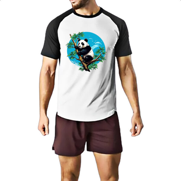 Camiseta Raglan Urso panda na arvore - Imagem 2