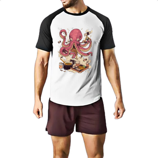 Camiseta Raglan Octopus cozinheiro - Imagem 2