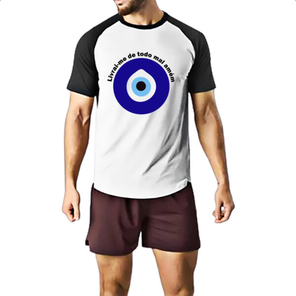 Camiseta Raglan Olho grego livrai-me do mal - Imagem 2