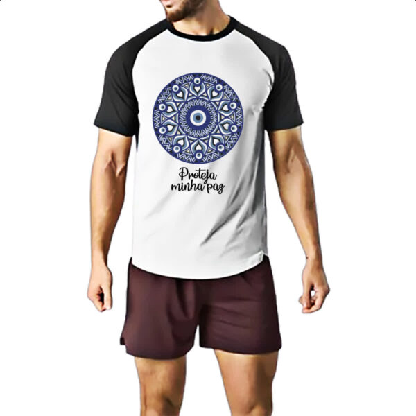Camiseta Raglan Olho grego proteja minha paz - Imagem 2