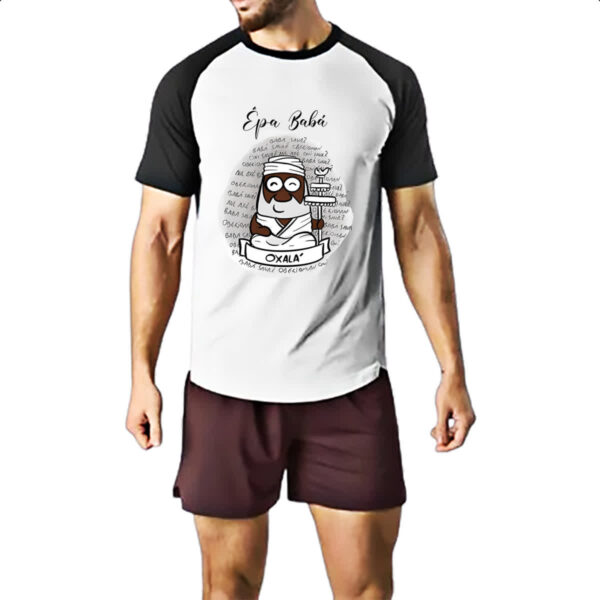 Camiseta Raglan Orixas Cartoon Oxala Epa Baba - Imagem 2