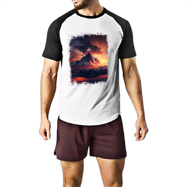 Camiseta Raglan A fe move montanhas 2 - Imagem 2