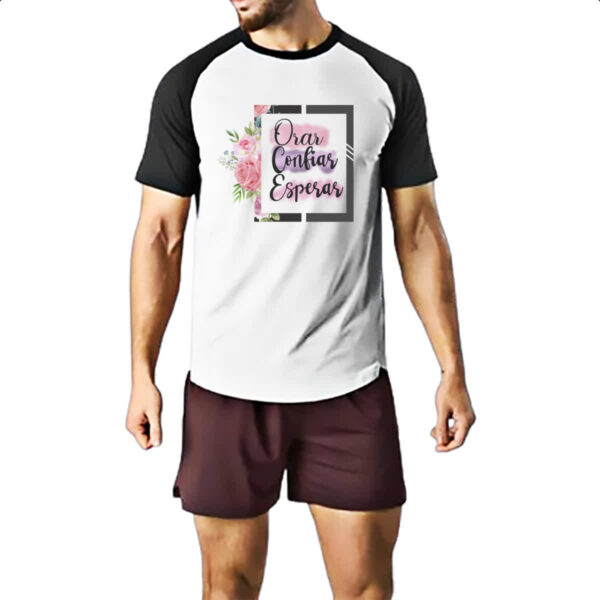 Camiseta Raglan Orar Confiar Esperar - Imagem 2