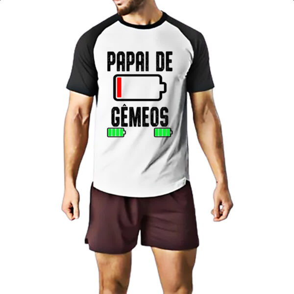 Camiseta Raglan Papai de gemeos - Imagem 2