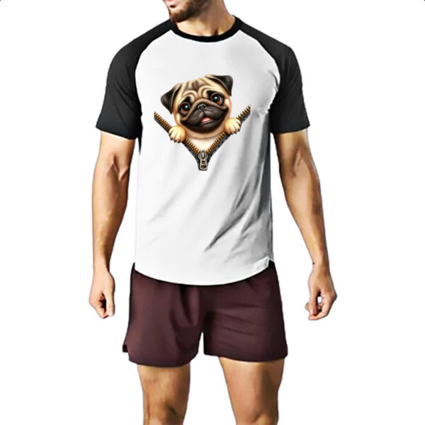 Camiseta Raglan Pug no Ziper - Imagem 2