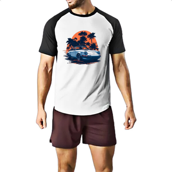 Camiseta Raglan Porsche Branco Sunset - Imagem 2