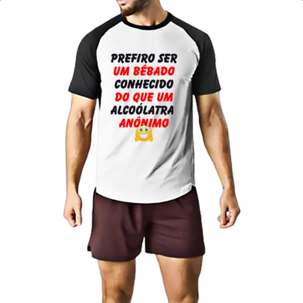 Camiseta Raglan Prefiro um bebado conhecido - Imagem 2