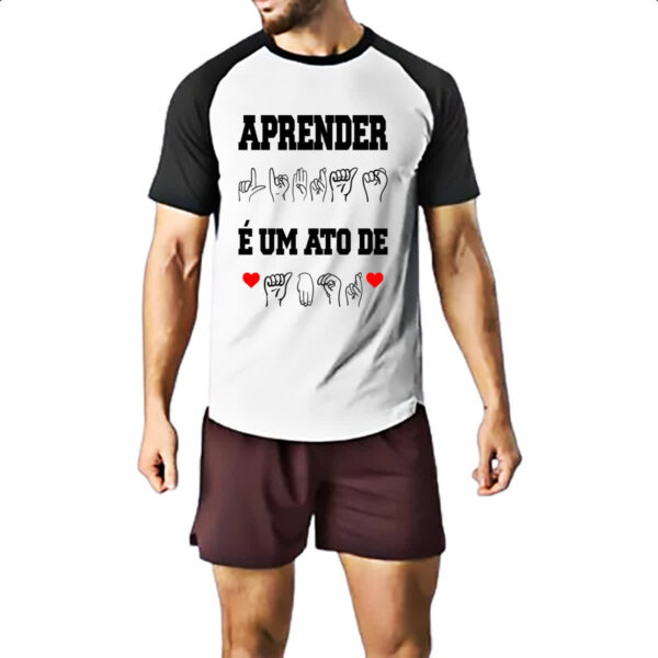 Camiseta Raglan Aprender libra ato de amor - Imagem 2
