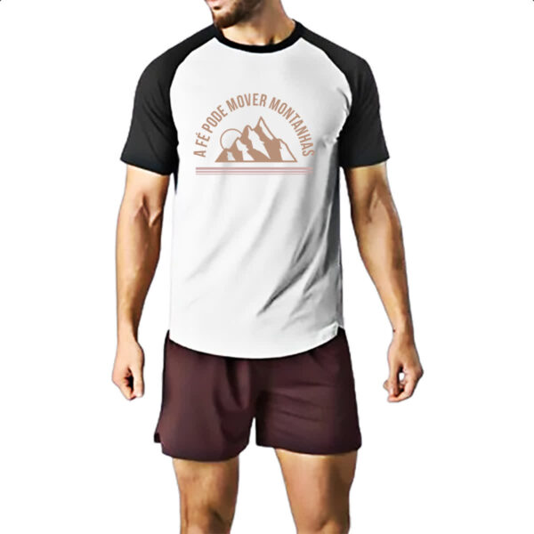 Camiseta Raglan A fe pode mover montanhas - Imagem 2