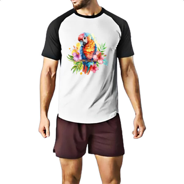 Camiseta Raglan Arara na flor - Imagem 2