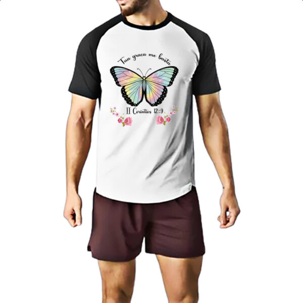 Camiseta Raglan Religiosa sua graca me basta - Imagem 2