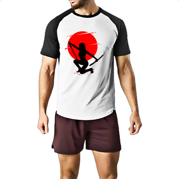 Camiseta Raglan Samurai girl silhueta - Imagem 2