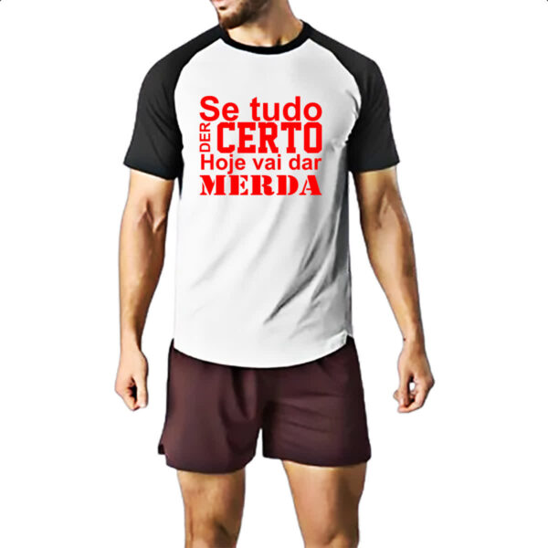 Camiseta Raglan Se tudo der certo hoje Vermelho - Imagem 2