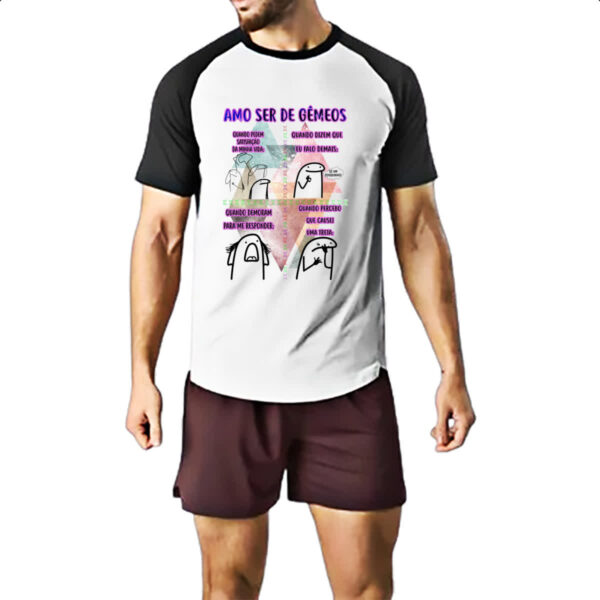 Camiseta Raglan Signo Amo ser de Gemeos - Imagem 2