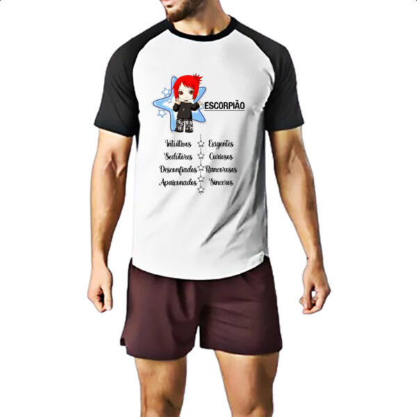 Camiseta Raglan Signo Cute Escorpiao - Imagem 2