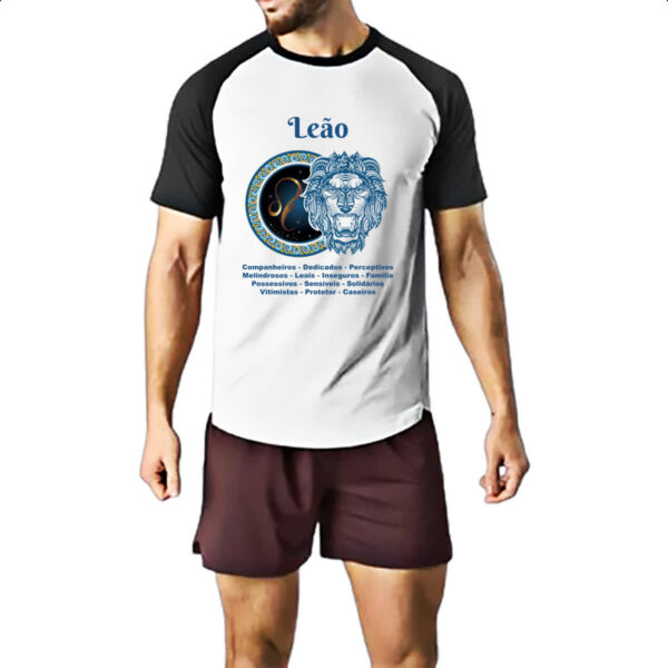 Camiseta Raglan Signo de Leao adjetivos - Imagem 2