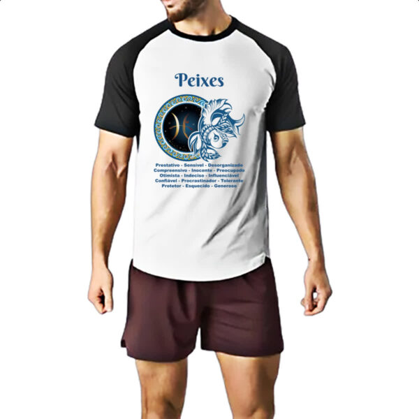 Camiseta Raglan Signo de Peixes adjetivos - Imagem 2